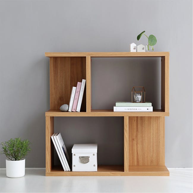 Jael 2-tier Low Bookshelf 0.9m - Oak - 3