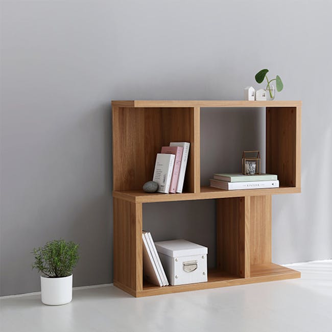 Jael 2-tier Low Bookshelf 0.9m - Oak - 2