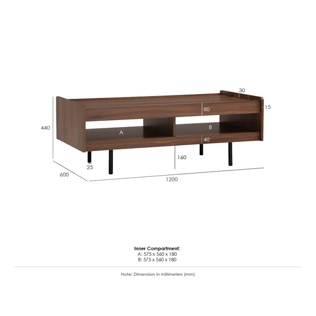 (As-is) Delani Coffee Table - 14 - Wooden TV stand, 30 inches wide, 80 inches deep, 15 inches tall, 440 mm wide, 1200 mm