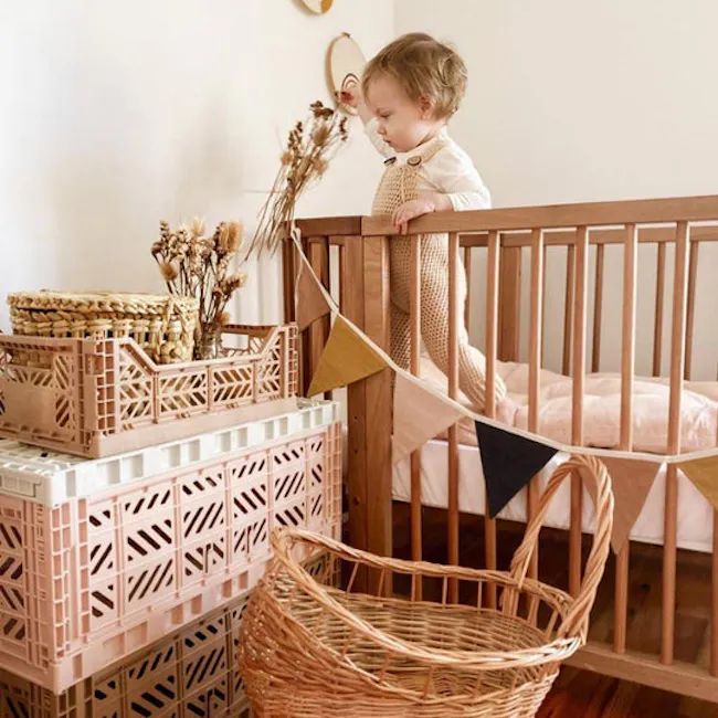 Aykasa Foldable Maxibox - Warm Taupe - 3 - Wooden crib, baby standing, wooden storage bins, decorative bunting, baby's hand
