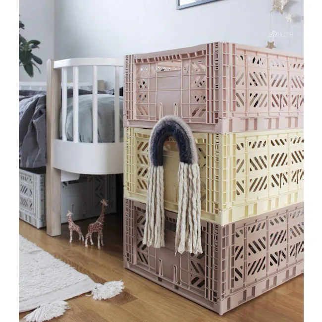 Aykasa Foldable Maxibox - Warm Taupe - 2 - multi-colored storage bins, whimsical giraffe figurine, playful decor, pastel
