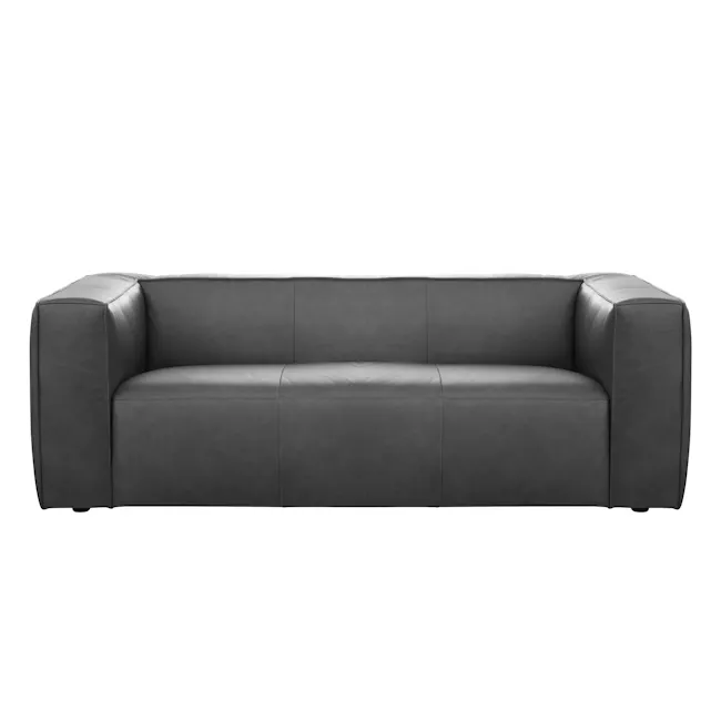 Antonio 3 Seater Sofa - Dark Grey (Premium Aniline Leather) - 1 - Modern gray leather sofa, sleek design, comfortable