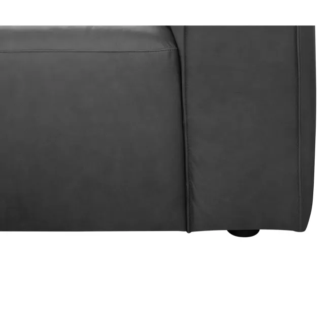 Antonio 3 Seater Sofa - Dark Grey (Premium Aniline Leather) - 9 - Sleek leather surface, Dark gray fabric, Smooth texture