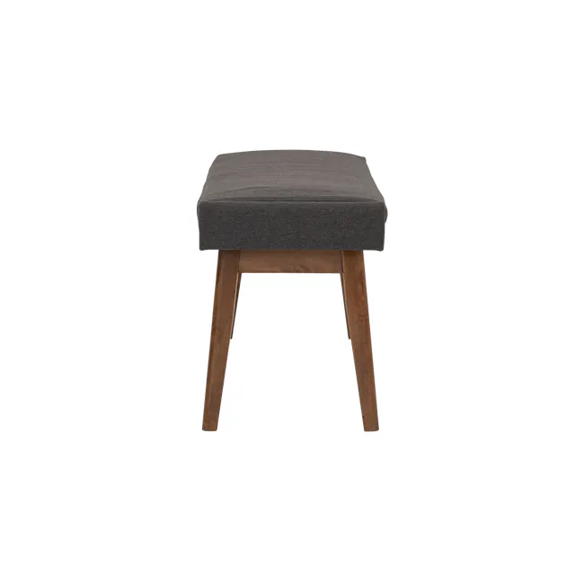 Fabian Bench 1.4m - Cocoa, Battleship Grey (Fabric) - 5 - Stool with gray upholstered seat, wooden legs, minimalist design