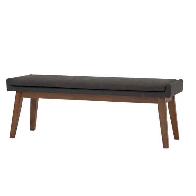 Fabian Bench 1.4m - Cocoa, Battleship Grey (Fabric) - 1 - modern bench, minimalist bench, wooden bench, bench design, bench