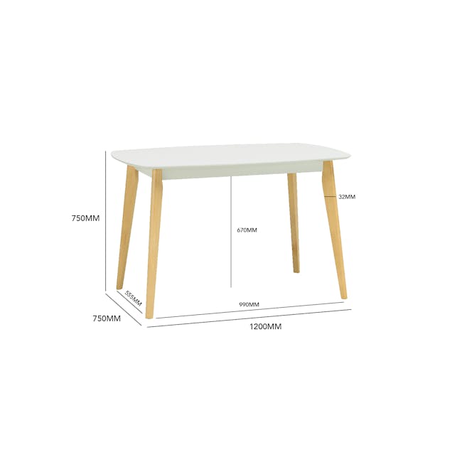 Harold Dining Table 1.2m - Natural, White - 5