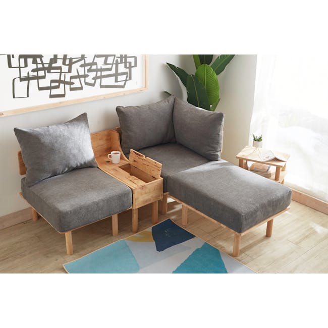 Nara Corner Extended Sofa - Grey - 1