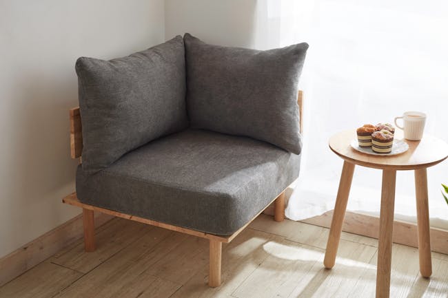 Nara L-Shape Sofa with Side Table - Grey - 7