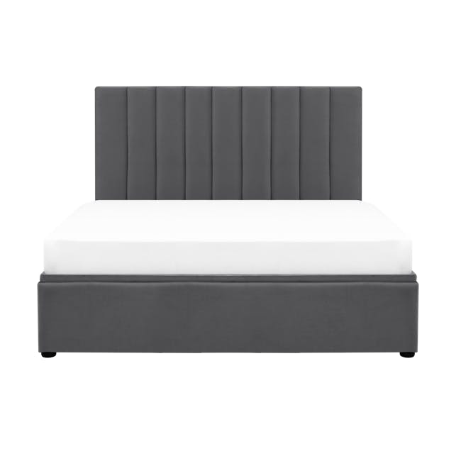 Audrey Queen Storage Bed in Hailstorm (Fabric) with 2 Volos Bedside Tables - 3