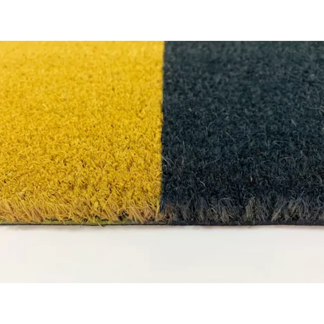 Quinn Coir Door Mat - 4 - Yellow and black carpet edge, textured fabric, frayed edges, contrasting colors, soft material