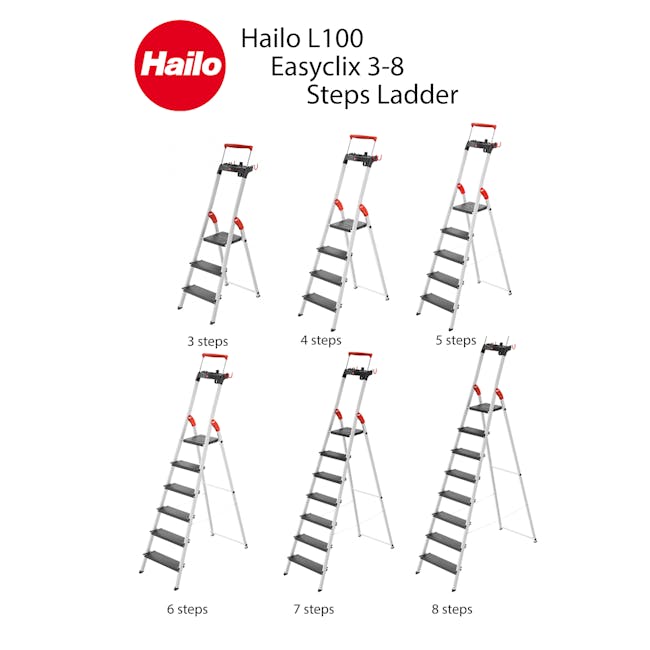 Hailo L100 Aluminium 7 Step Folding Ladder - 5