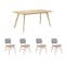 Roden Dining Table 1.8m in Natural with 4 Conrad Dining Chairs in Grey - 0