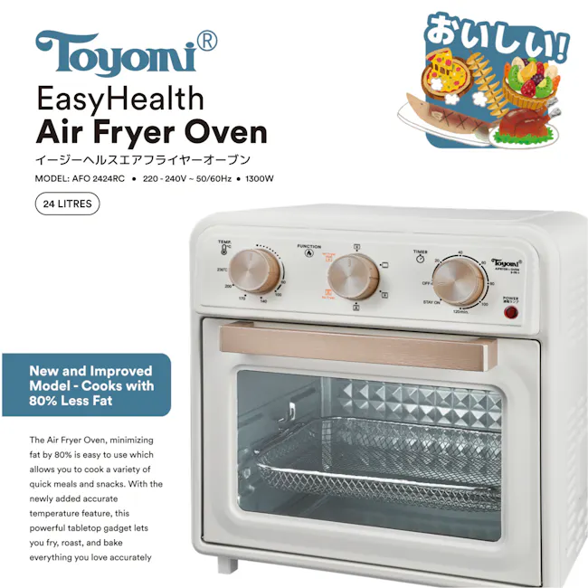 TOYOMI 24L EasyHealth Air Fryer Oven AFO 2424RC - 2 - EasyHealth Air Fryer Oven, 24 Litres, Toyom® Air Fryer Oven, 220-240V