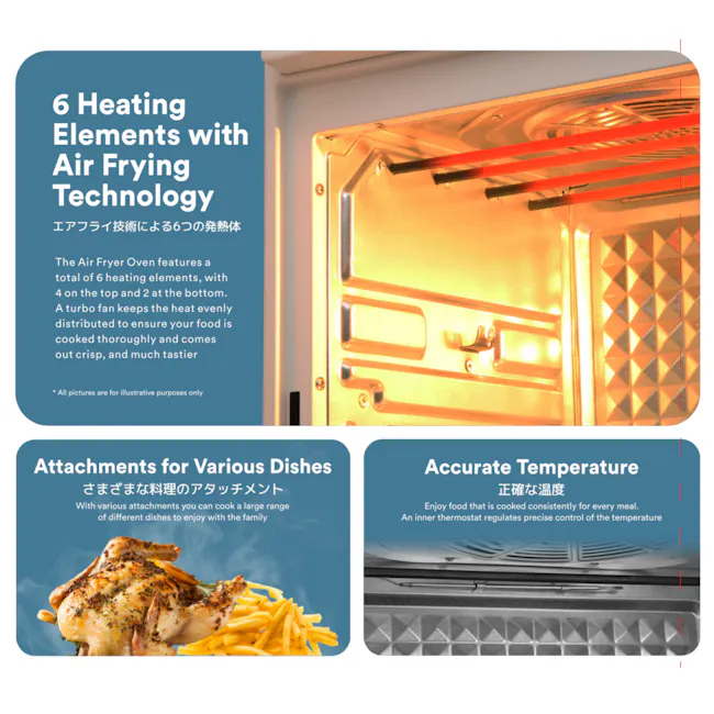 TOYOMI 24L EasyHealth Air Fryer Oven AFO 2424RC - 4 - Air Fryer Oven, heating elements, air frying technology, 6 elements