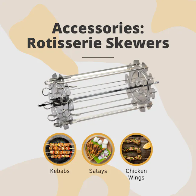 TOYOMI 24L EasyHealth Air Fryer Oven AFO 2424RC - 6 - Rotisserie skewers, versatile cooking tool, grill accessories, skewer
