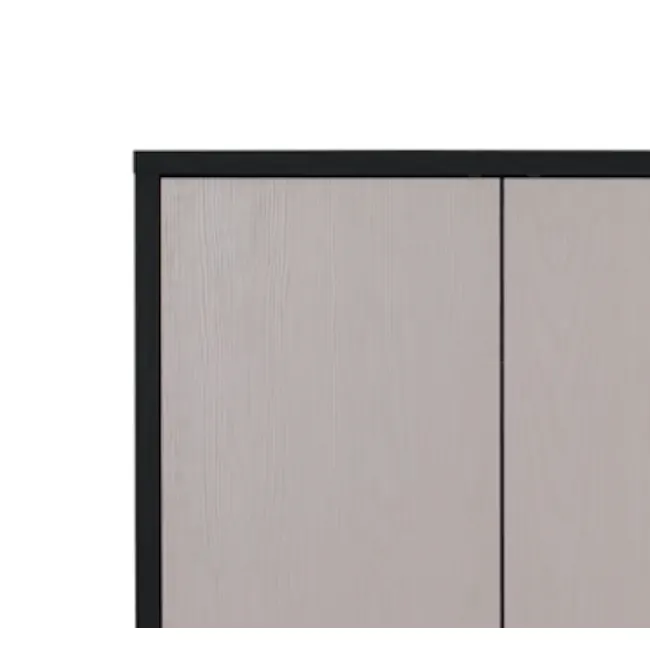 Harvey 3 Door Shoe Cabinet - Grey - 5 - Wooden cabinet with black frame, minimalist design, modern aesthetic, sleek finish