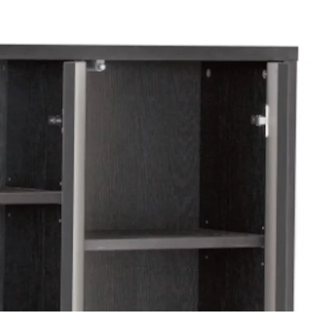 Harvey 3 Door Shoe Cabinet - Grey - 3 - Sleek, modern shelving unit with minimalist design, Black and white color scheme