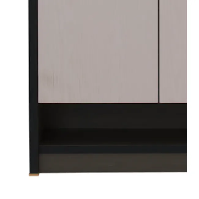 Harvey 3 Door Shoe Cabinet - Grey - 6 - Wooden cabinet with black frame, minimalist design, sleek lines, modern aesthetic