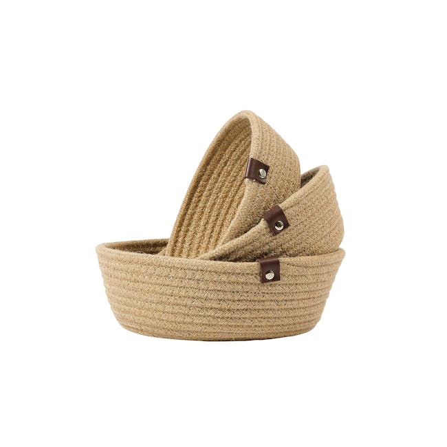 Zahara Cotton Rope Basket - Brown (Set of 3) - 0
