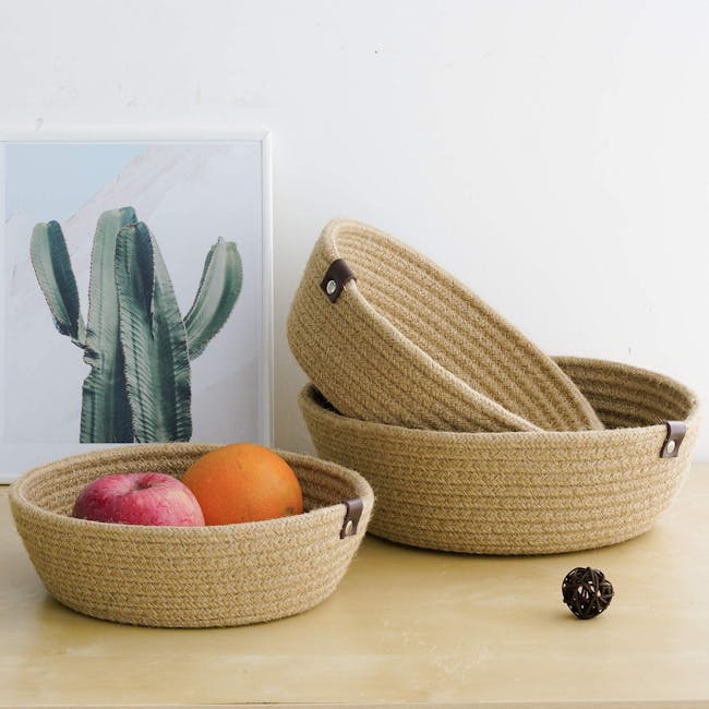 Zahara Cotton Rope Basket - Brown (Set of 3) - 2