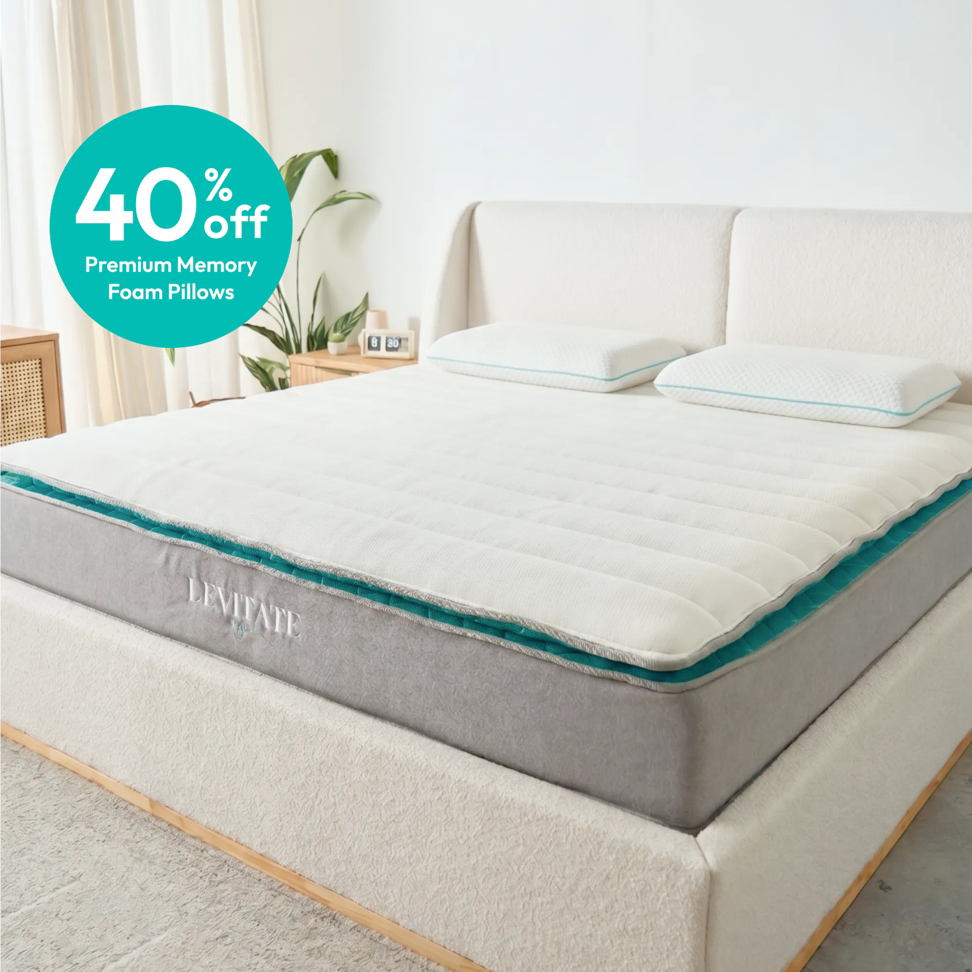 LEVITATE Mattress + 40% off Premium Memory Foam Pillows