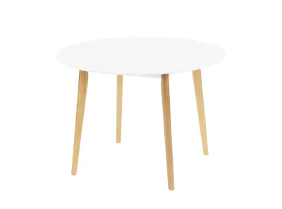 (As-is) Harold Round Dining Table 1.05m - Natural, White - 6