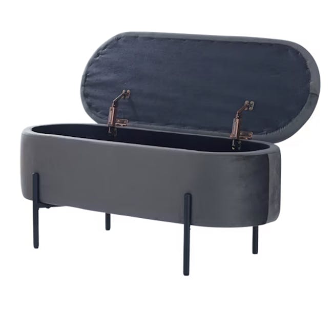 Hilary Storage Bench 0.9m - Warm Grey (Velvet) - 1