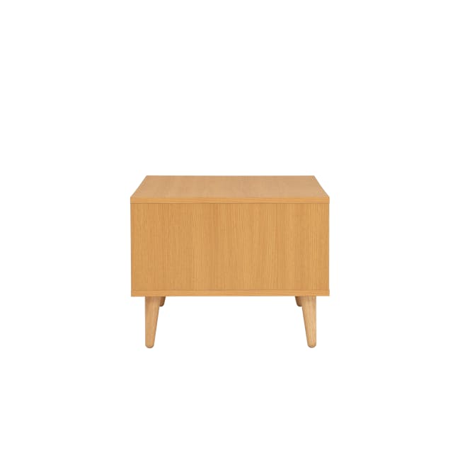 Dayne Rattan Coffee Table - 11 - Wooden side table, minimalist design, light wood finish, rectangular shape, four-legged