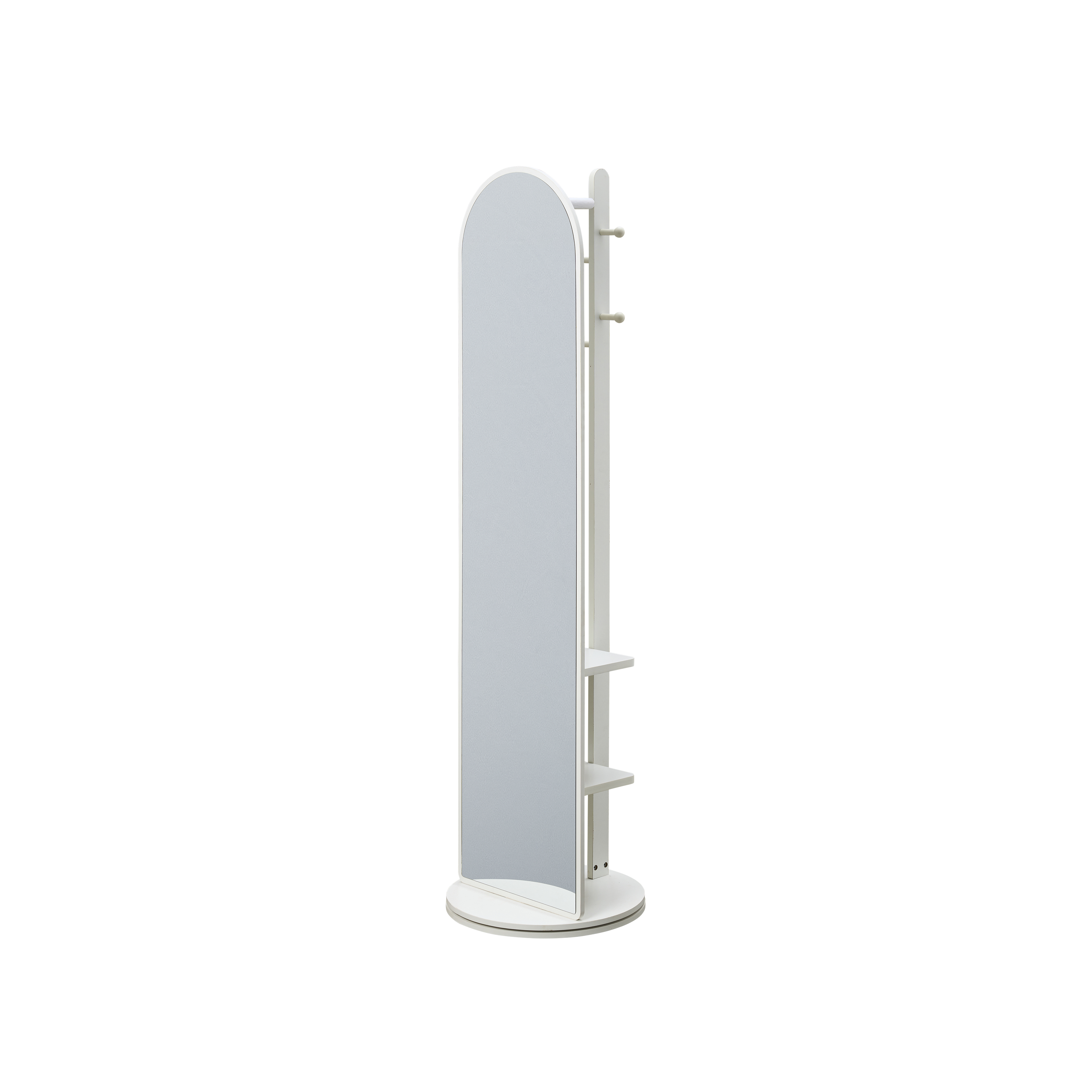 Quino Swivel Standing Mirror with Storage - White