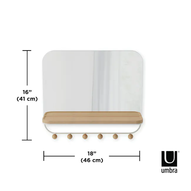 Estique Mirror with Hooks - White - 8