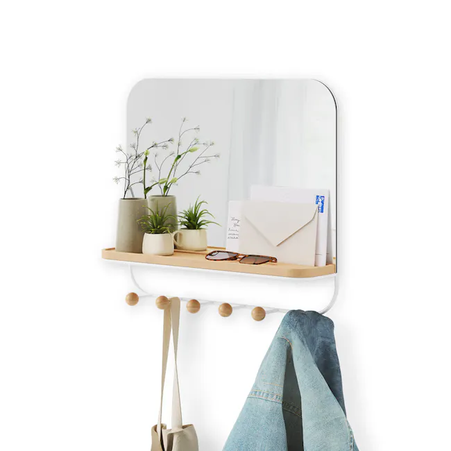 Estique Mirror with Hooks - White - 5