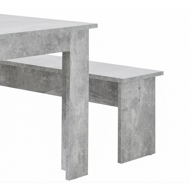 Mila Concrete Dining Set - 1.4m Table and 2 Benches - 3