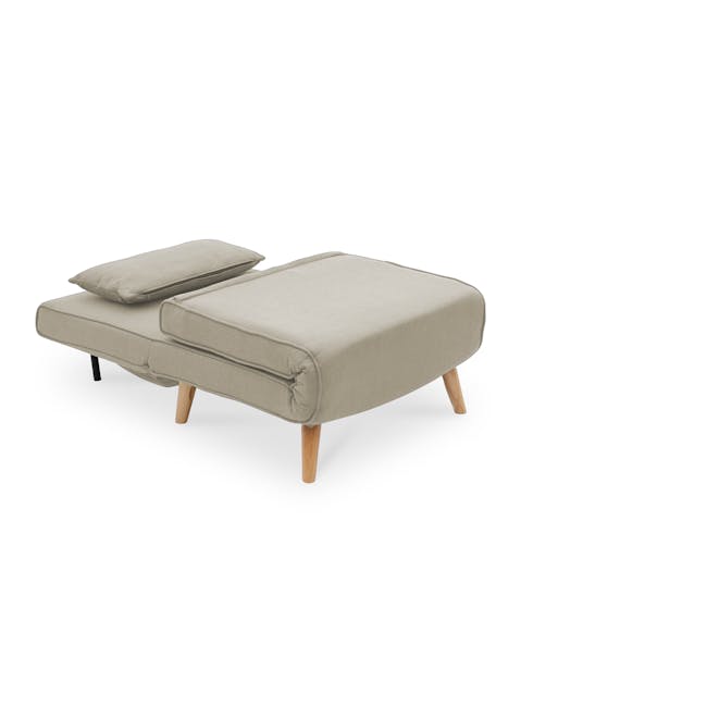 Noel Sofa Bed - Oatmeal - 11 - Modern minimalist cushioned bench, neutral beige upholstery, wooden legs, sleek design