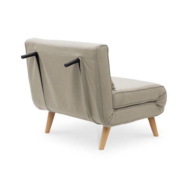 Noel Sofa Bed - Oatmeal - 8 - Modern minimalist armchair, beige upholstered, wooden legs, sleek design, contemporary style