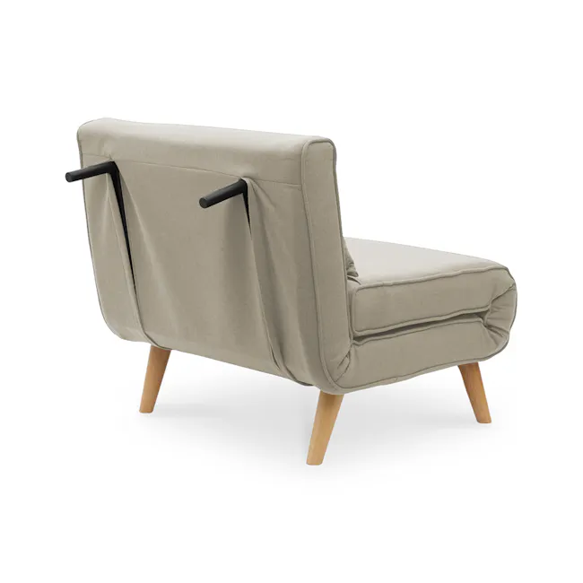 Noel Sofa Bed - Oatmeal - 8 - Modern minimalist armchair, beige upholstered, wooden legs, sleek design, contemporary style