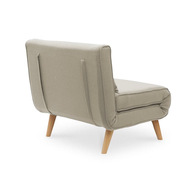 Noel Sofa Bed - Oatmeal - 6 - Modern minimalist upholstered chair, light beige fabric, wooden legs, simple design