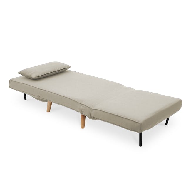 Noel Sofa Bed - Oatmeal - 3 - Modern minimalist sofa, neutral beige upholstery, sleek design, low profile, wooden legs