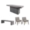 Ryland Concrete Dining Table 1.6m with Ryland Concrete Bench 1.4m and 2 Fabian Dining Chairs in Dolphin Grey - 0