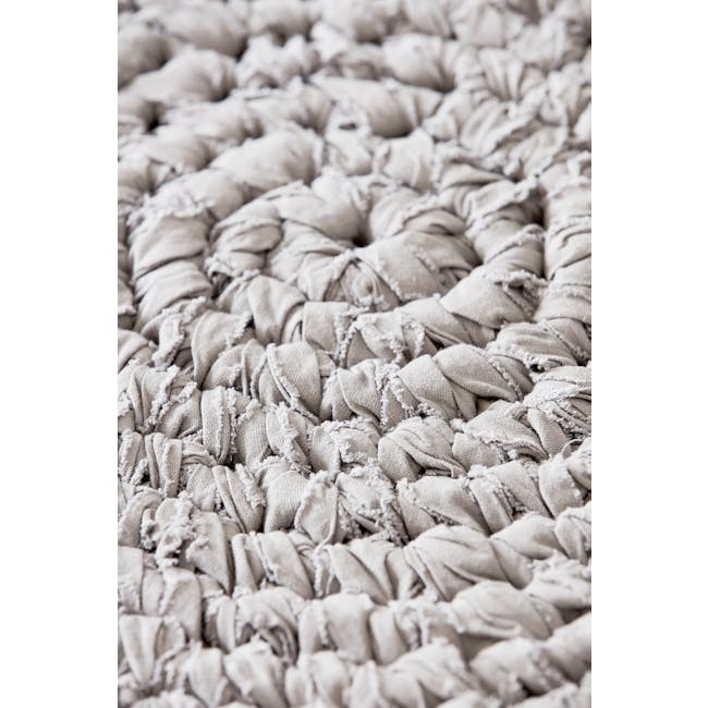 Crochet Woven Round Rug 0.8m - Ivory - 1