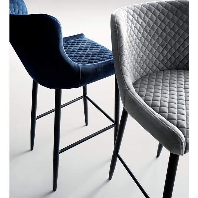 Tobias Counter Chair - Grey (Velvet) - 1