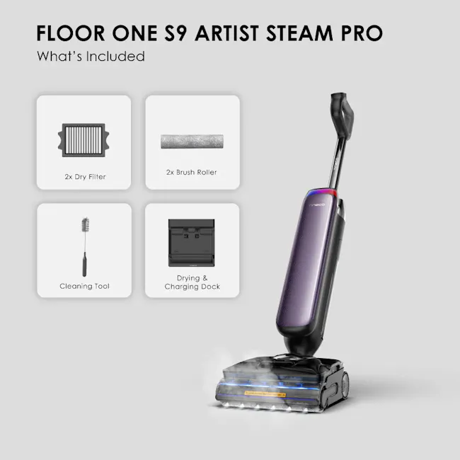 Tineco Floor One S9 Artist Steam Pro Smart Floor Washer Vacuum Cleaner (Purple) - 12