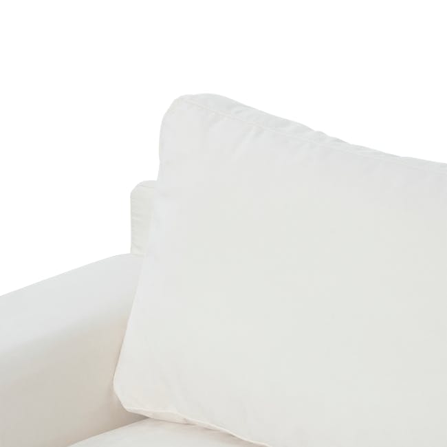 Lusa Left Arm - Ivory (Pet Friendly) - 26 - White sofa, minimalist design, soft cushions, clean lines, modern decor, cozy