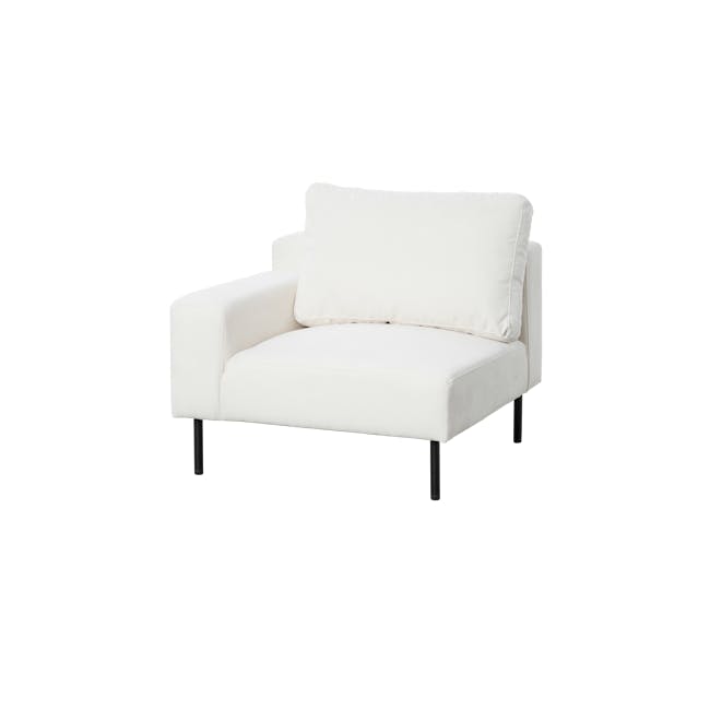 Lusa Left Arm - Ivory (Pet Friendly) - 25 - White modern sofa, minimalist design, sleek black legs, comfortable cushions