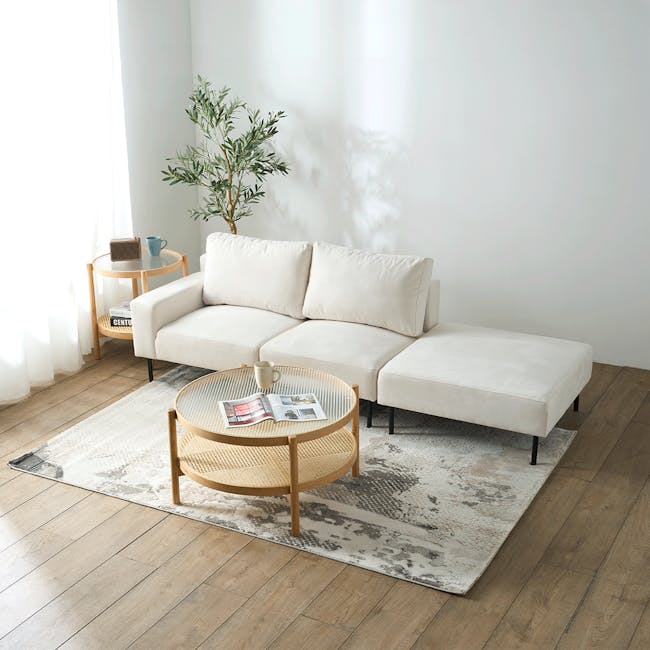 Lusa Left Arm - Ivory (Pet Friendly) - 2 - Minimalist living room, modern furniture, white walls, cozy atmosphere, natural