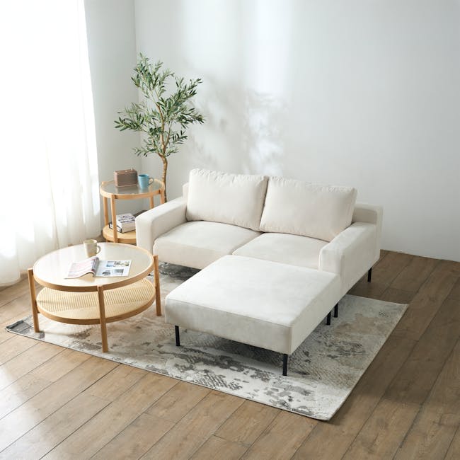 Lusa Left Arm - Ivory (Pet Friendly) - 6 - Minimalist living room, modern furniture, white walls, natural light, wooden
