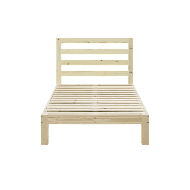 Katana Super Single Wooden Headboard Bed - 2 - Wooden bed frame, minimalist design, natural wood finish, horizontal slats