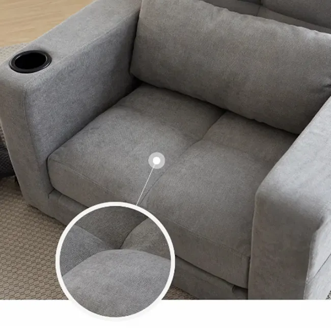 Holmes 1 Seater Sofa Bed - Grey (Eco Clean Fabric) - 6 - Grey upholstered sofa, cushioned armrest, ergonomic design