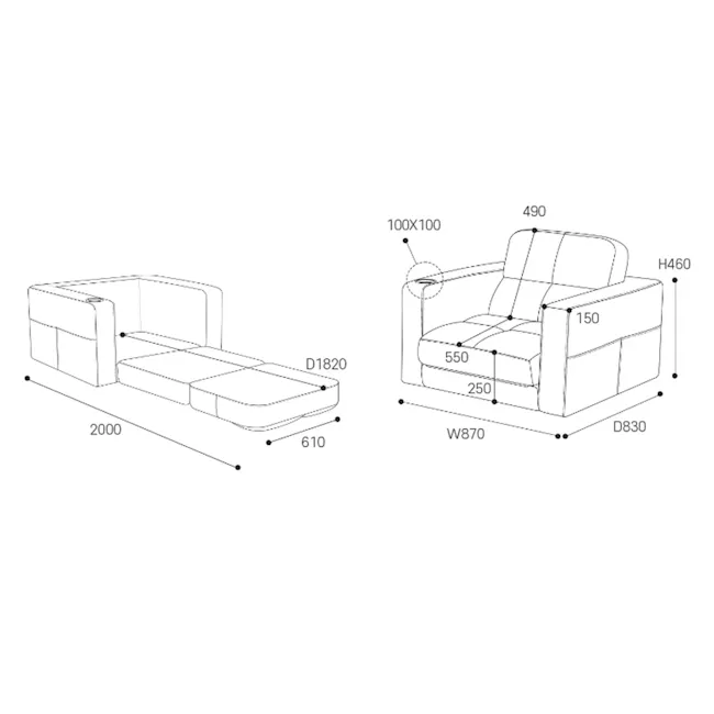 Holmes 1 Seater Sofa Bed - Grey (Eco Clean Fabric) - 8 - Modern sofa design with sleek lines and ergonomic features