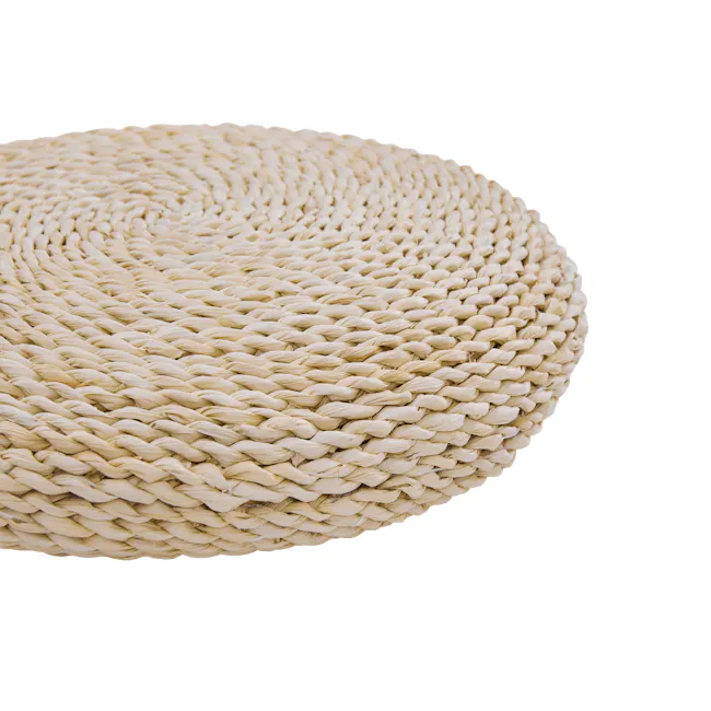 Ezra Floor Cushion - 5 - Rough, woven, beige, textured, braided, circular, natural, organic, rustic, handmade, decorative