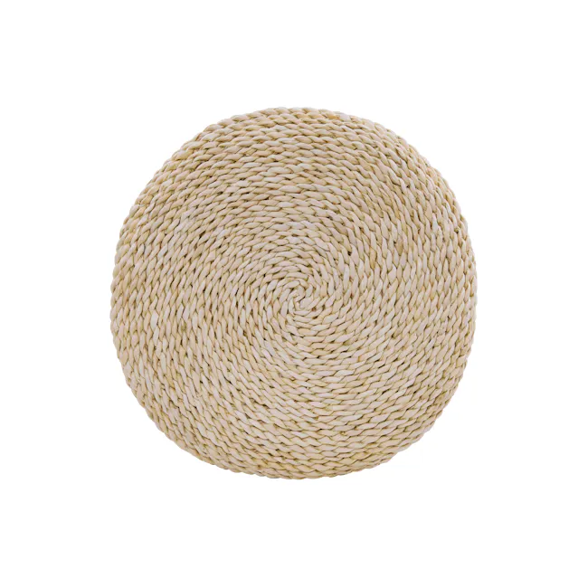Ezra Floor Cushion - 1 - Straw burlap, woven texture, natural fiber, rustic charm, handmade, organic material, eco-friendly